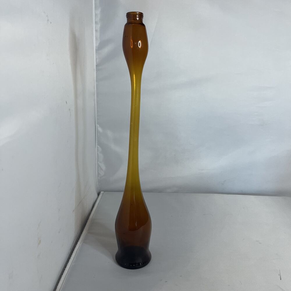 Vintage Melted Stretch Amber Brown Bottles Bud Vases One of A Kind Beer